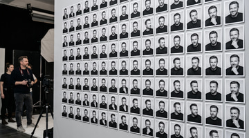 Dataset Generator sample: A wall of matching portraits of one person, ready to train on.