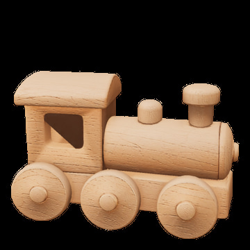 Tripo P2 — From Image sample: A wooden toy steam train