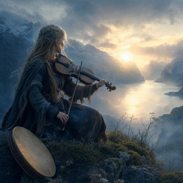 Lyria 3 Pro sample: Haunting Nordic folk with fiddle, frame drum and wordless calls, like dawn mist over a fjord.