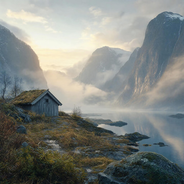 Mureka V9.5 BGM sample: Calm Nordic folk-ambient strings and guitar, like morning mist over a quiet fjord.