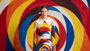 Seedance 2.5 (Reference) sample: A model in bold geometric prints, styling held across three sets