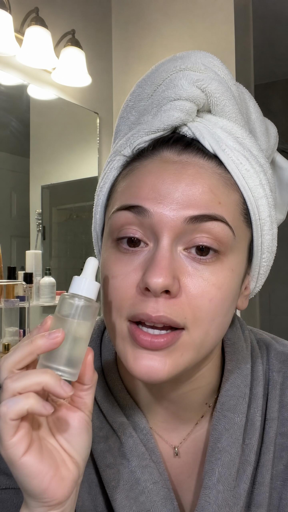 A serum, tried in the bathroom