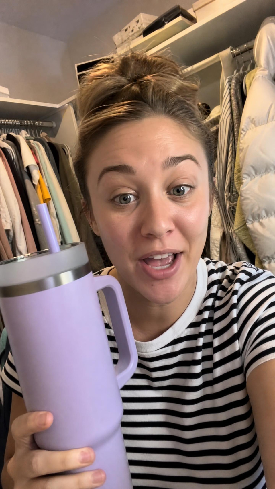 A tumbler review in the closet