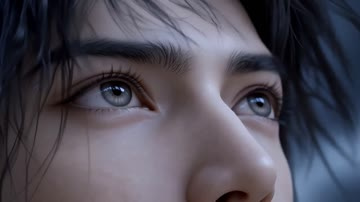 Imagera Hermes Video Gen (Reference) sample: A wuxia sequence cut from one reference set — a close-up of a woman's eyes, a robed figure before a glowing portal over a misty mountain lake, hair whipping in a storm, then a radiant winged figure — the same character held across every shot.