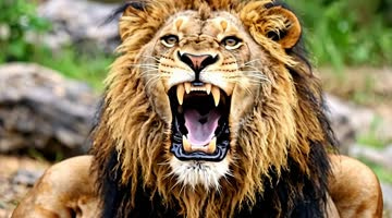 Bytedance Video sample: A lion roaring in close-up, individual mane hairs separated